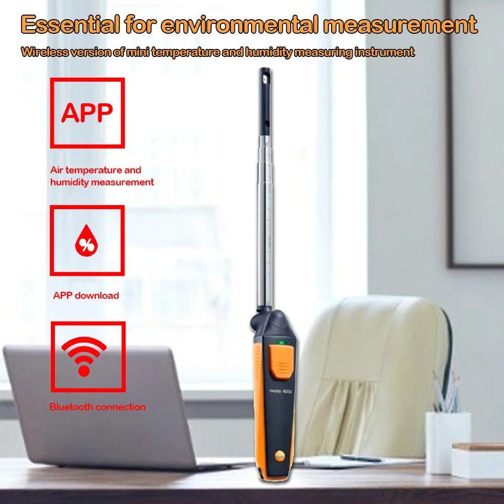 Testo 405i-Hot-wire Anemometer Wireless Mini Hot Wire Anemometer  Probe Instrument Measures Air Velocity Volume Flow Tools images - 6