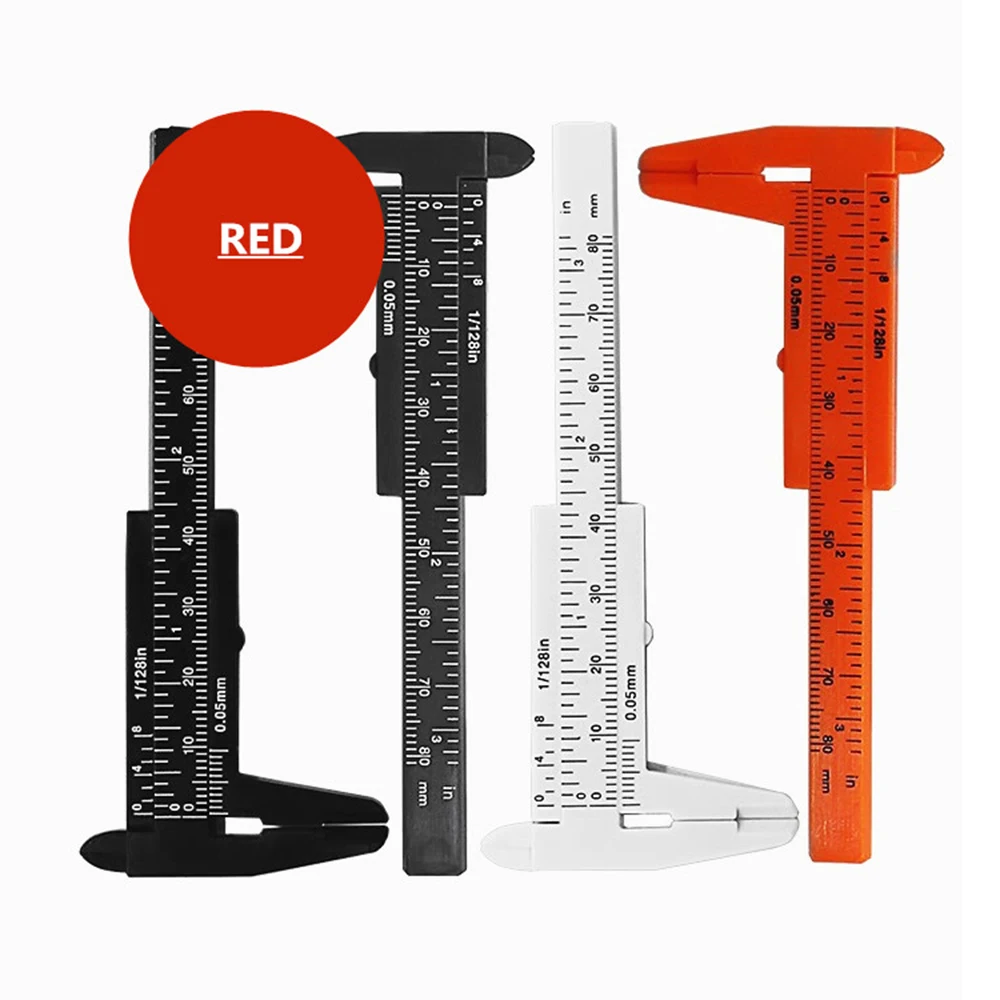 5pcs Mini 80mm Plastic Sliding Vernier Caliper Gauge Measuring Tool Ruler Micrometer Gauge White Blue Black color optional