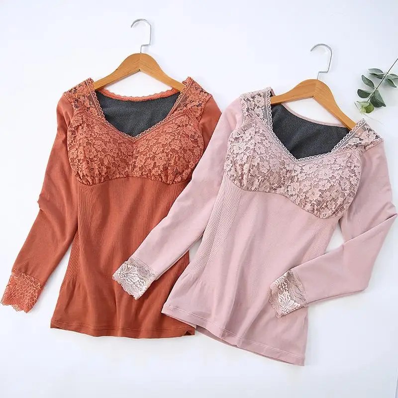 Новинка 2020 женское осенне зимнее кружевное термобелье Бесшовное дышащее