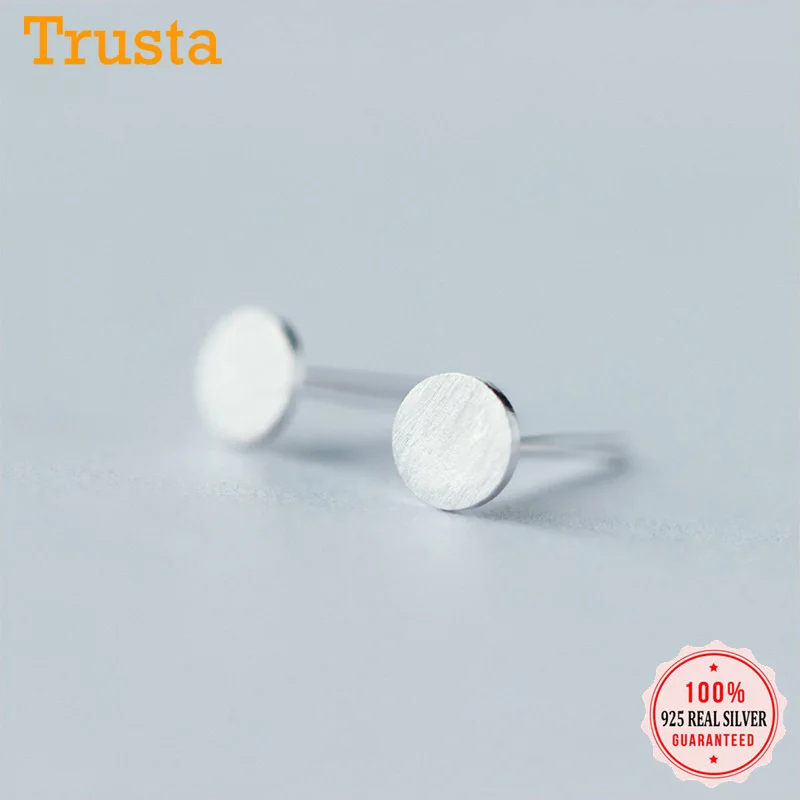 Женские круглые серьги гвоздики Trusta модные милые миниатюрные из 100%