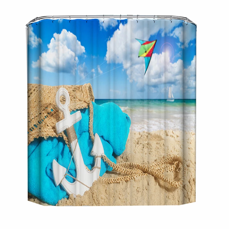 

Водонепроницаемый тканевый занавес голубого неба для ванной комнаты