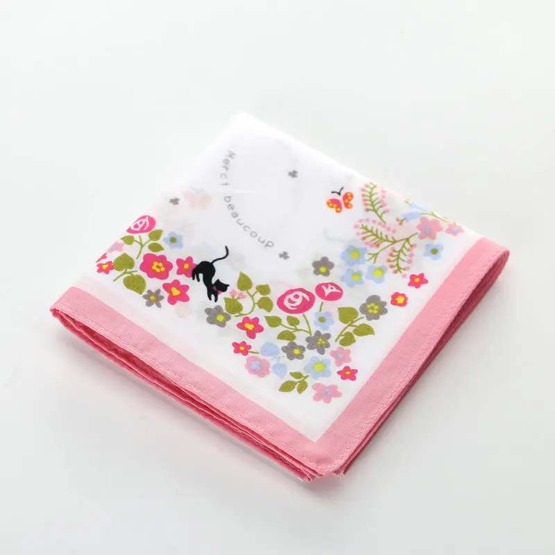 Handkerchiefs Women Kawaii Simple Classic Pocket Square Floral Printed Elegant Vintage Leisure Fashion Womens Chic New Females - Цвет: 19
