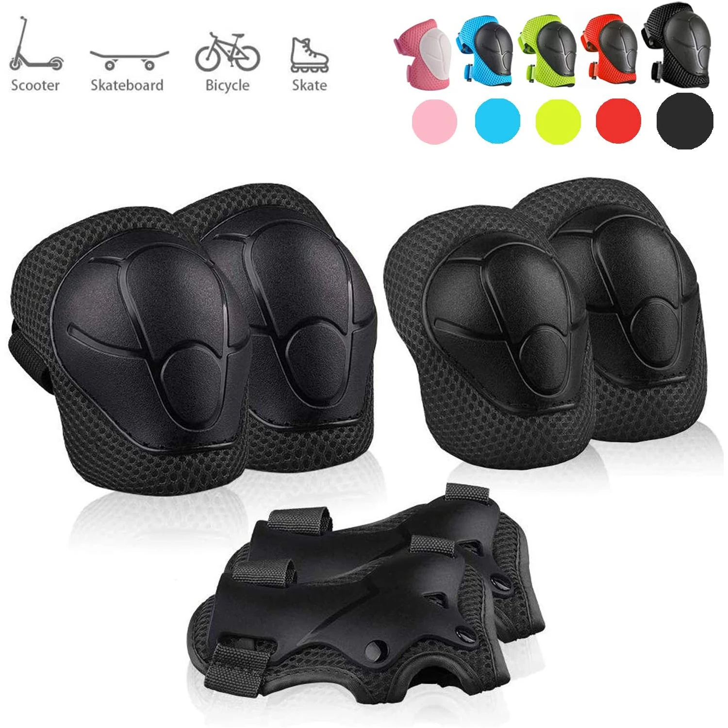 6 шт./компл. Защитное снаряжение для катания на роликах|Налокотники и наколенники|
