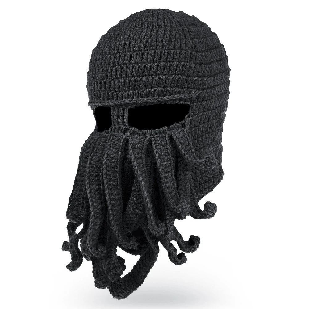 Смешные щупальца Осьминог Beanie вязанная вязаная шапка для бороды ветрозащитная Лыжная вязаная шапка с маской для мужчин и женщин