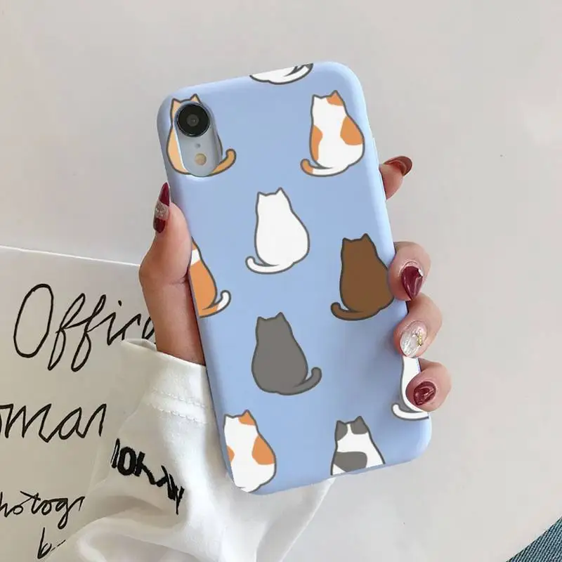 

Lovely Cartoon Cat Phone Case for iphone 11 Pro Max X XS Max XR Candy Color Soft Cover For iPhone 7 8 6 6S Plus Funda Cases