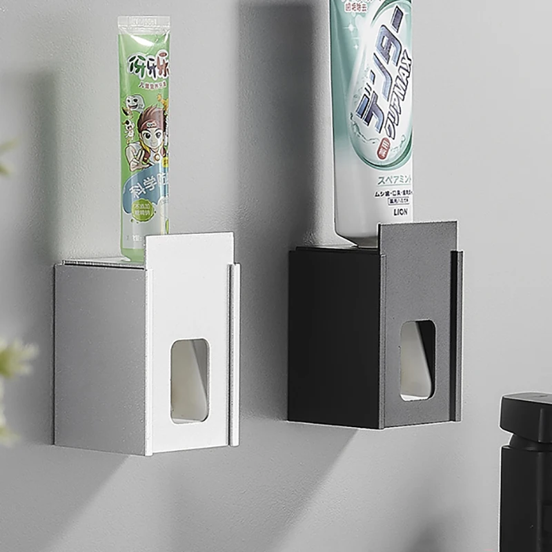 automatic toothpaste dispenser wall mounted dust proof holder aluminium alloy storage rack bathroom accessories set squeezer free global shipping