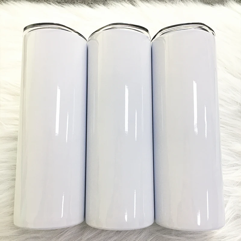 

White Blank Sublimation Tumbler 20oz Stainless Steel With Sealed Lids And Straw Water Bottle Eco-Friendly Portable Car Cup