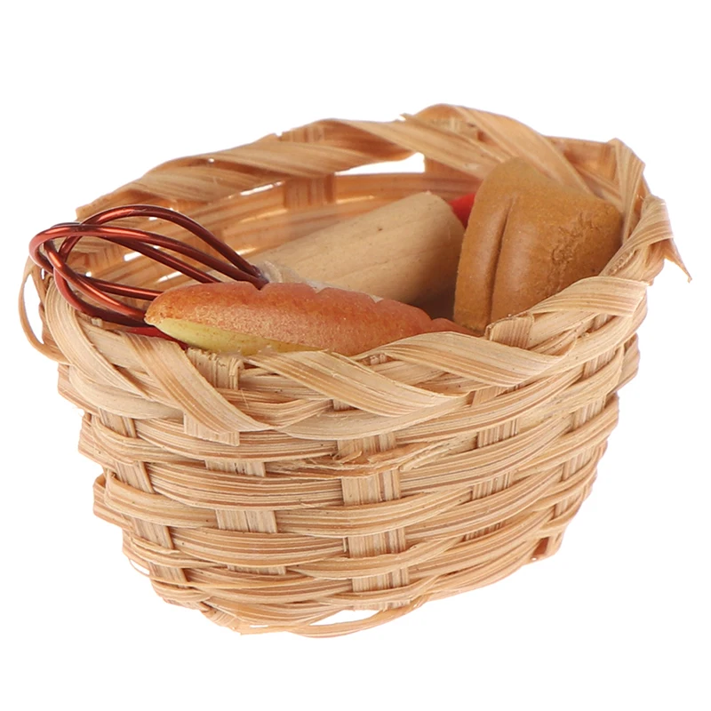Dollhouse Miniature Food tool Bread Toast hot dog with Basket Dining Room Bakery Pastry Kitchen Decoration 1:12 Pretend Play Toy | Игрушки и