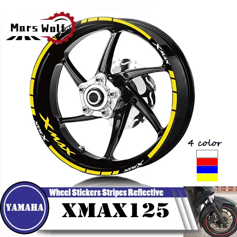 

For YAMAHA XMAX125 250 300 xmax Motorcycle Wheel Stickers Stripes Reflective Waterproof Wheel Stickers 4colors xmax 125 250 300