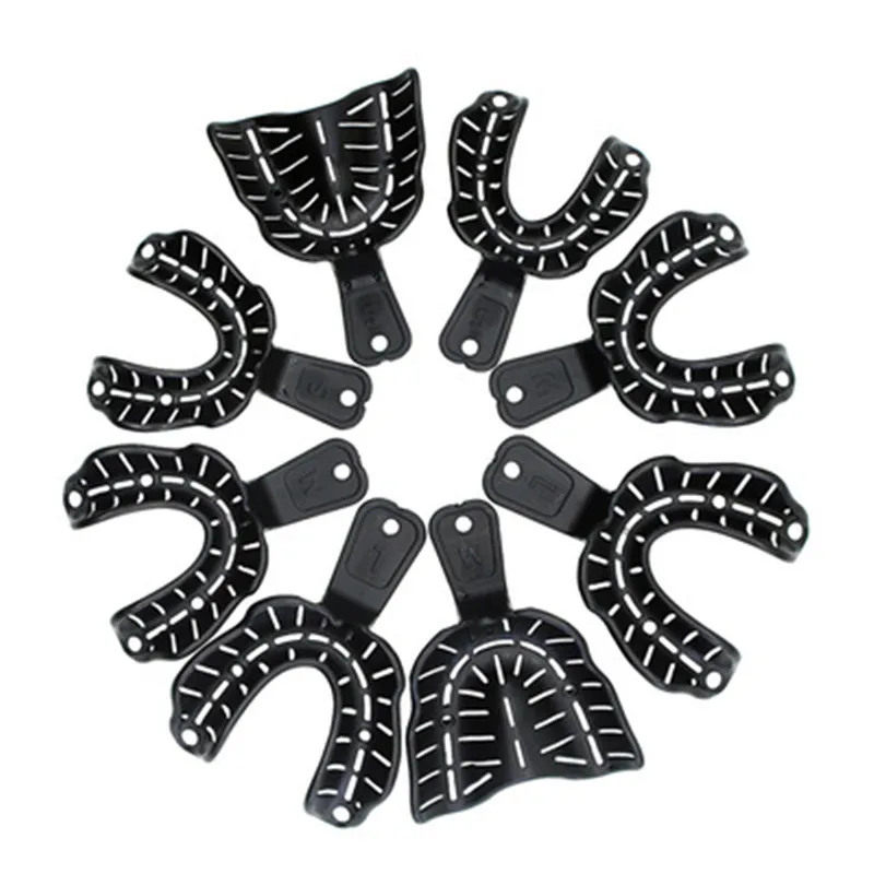 6 шт./партия черные стоматологические лотки из пластика и стали модель зубного