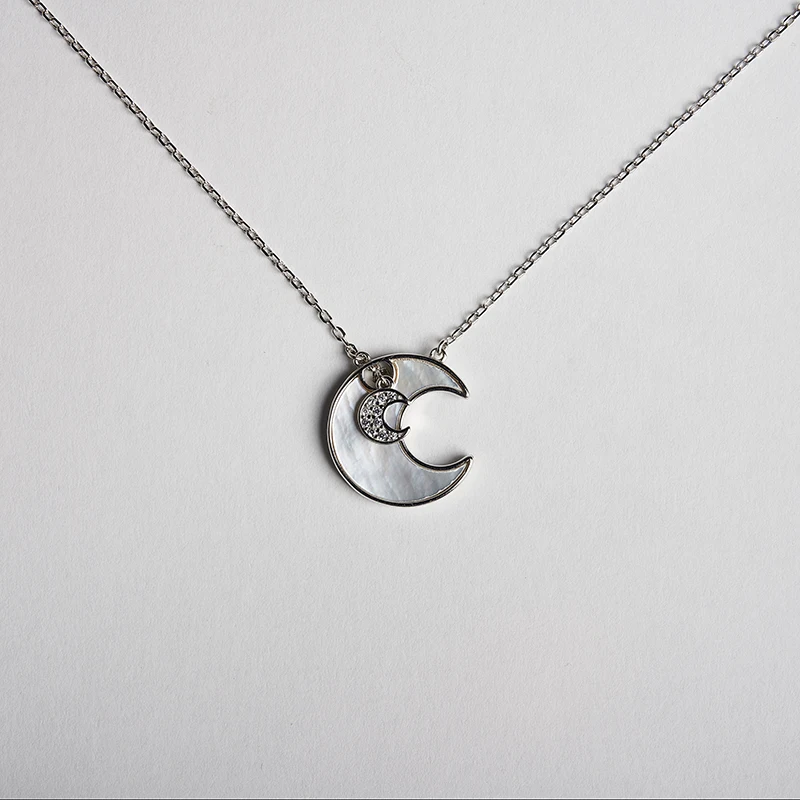 HYH Seashell Half Moon Necklace Trendy 925 Sterling Silver Shell Pendant Luxury Women Party Chain Choker Girl Fashion | Украшения и