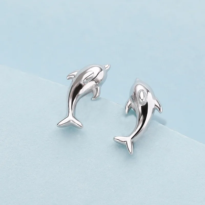 

VENTFILLE 925 Sterling Silver Animal Dolphin Stud Earrings Women's Fashion Wedding Jewelry Gift Sweet Girl Party Accessories