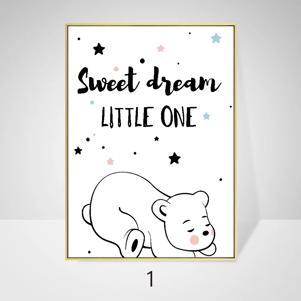 

Canvas Painting Nordic Style Decorative Cartoon Bear Rabbit Moon Art Decoration Home Decoration Children's Room Poster