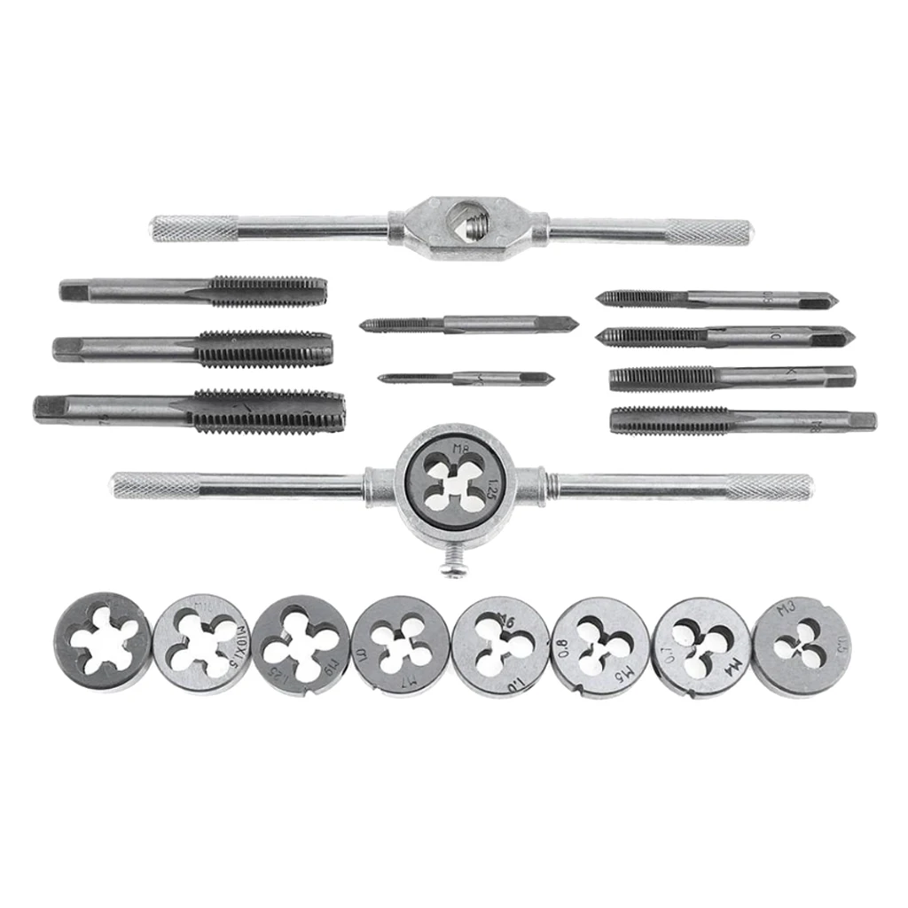 

20pcs Metric Tap and Die Bit Set, Screw Thread Taper Drill Tool Kit, M3, M4, M5, M6, M7, M8, M9, M10, M12