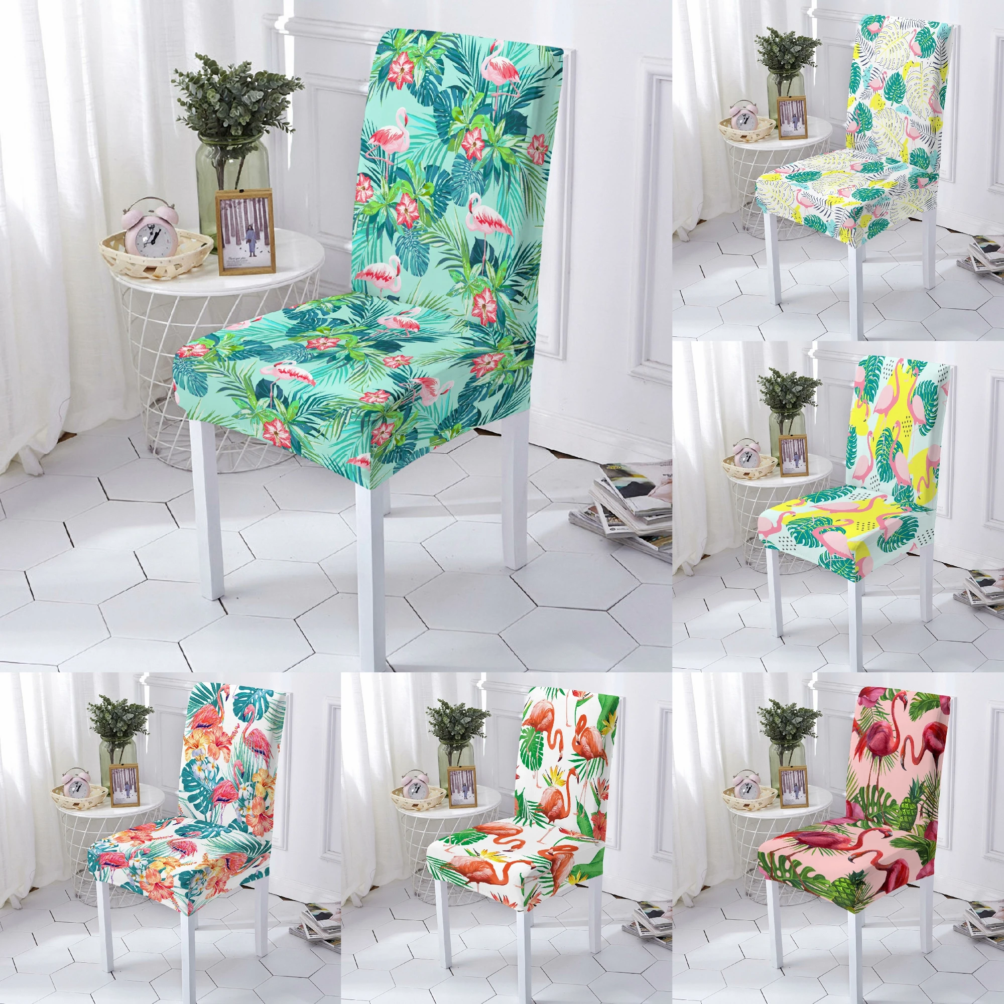 Чехол для стула с рисунком фламинго | Дом и сад