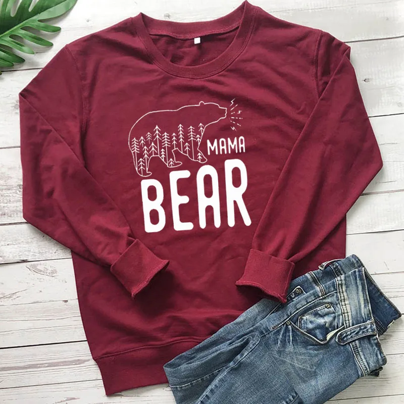 Mama Bear/Женская толстовка с принтом уличная одежда для девочек Модный Стильный