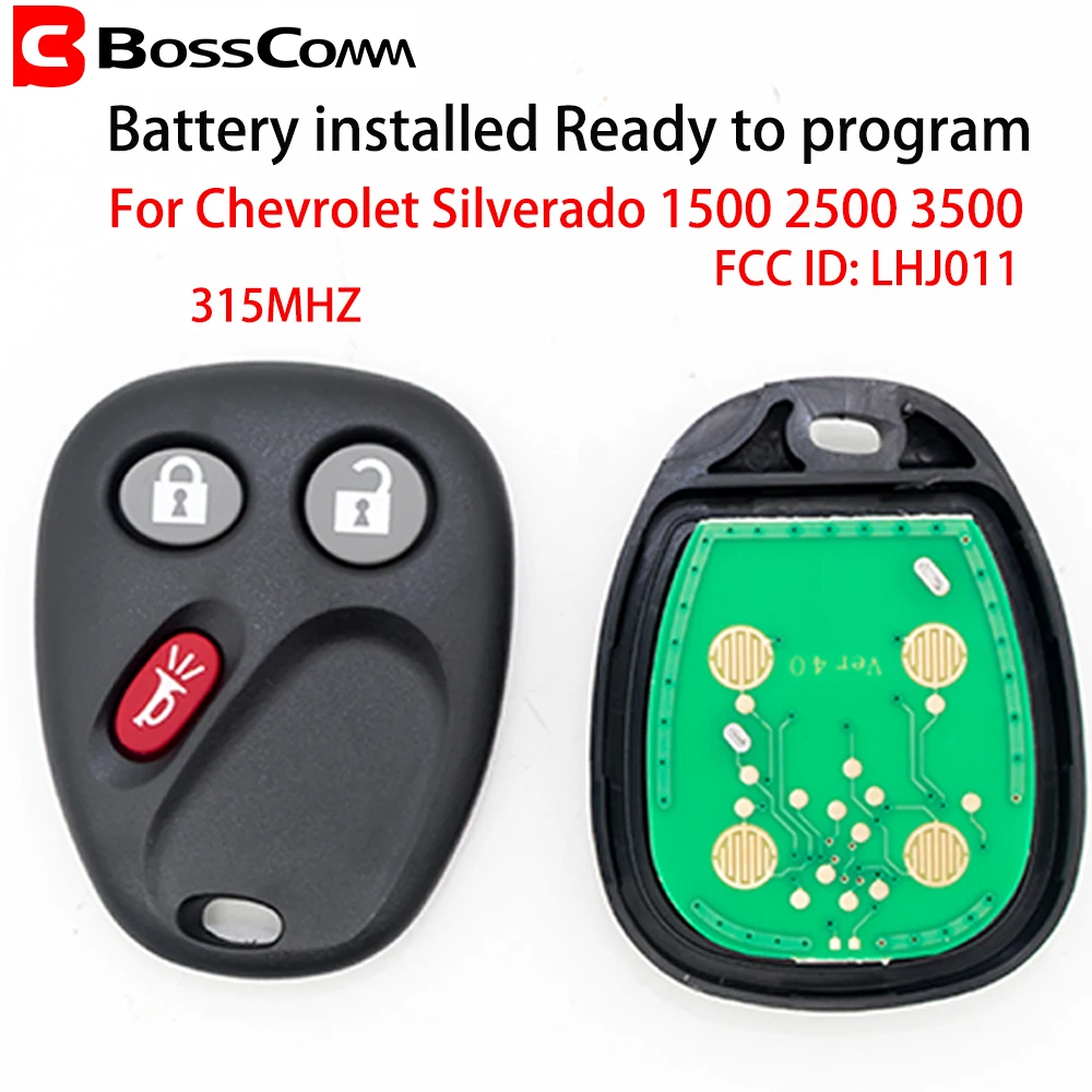 

Брелок Bosscomm для автомобильного ключа для Chevrolet Silverado 1500 2500 3500 LJH011 315 МГц 2003-2007 БЕСКЛЮЧЕВОЙ вход пульт дистанционного управления с 3 кнопками