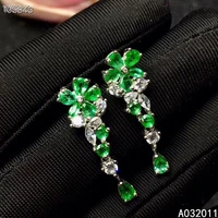 kjjeaxcmy fine jewelry natural emerald 925 sterling silver fashion girl gemstone earrings new ear studs support test with box