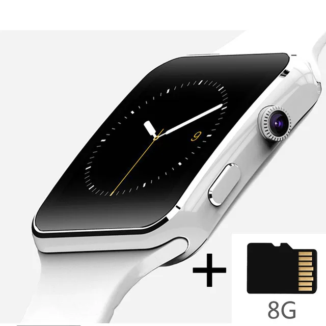 with 8G tf card X6 Смарт-часы, водонепроницаемые, поддержка bluetooth, sim-карта, камера, фитнес-телефон, часы для мужчин и женщин, Смарт-часы версия - Цвет: with 8G tf card