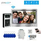 Видеодомофон 9 дюймов, Wi-Fi, домофон, рчид, сканер отпечатков пальцев, клавиатура, дверной звонок, угол обзора 120 градусов, камера, Удаленная разблокировка