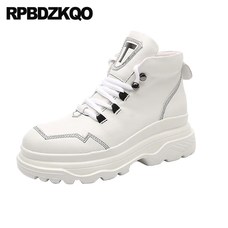 Обувь увеличивающая рост из натуральной кожи Сезон Зима На платформе Белые