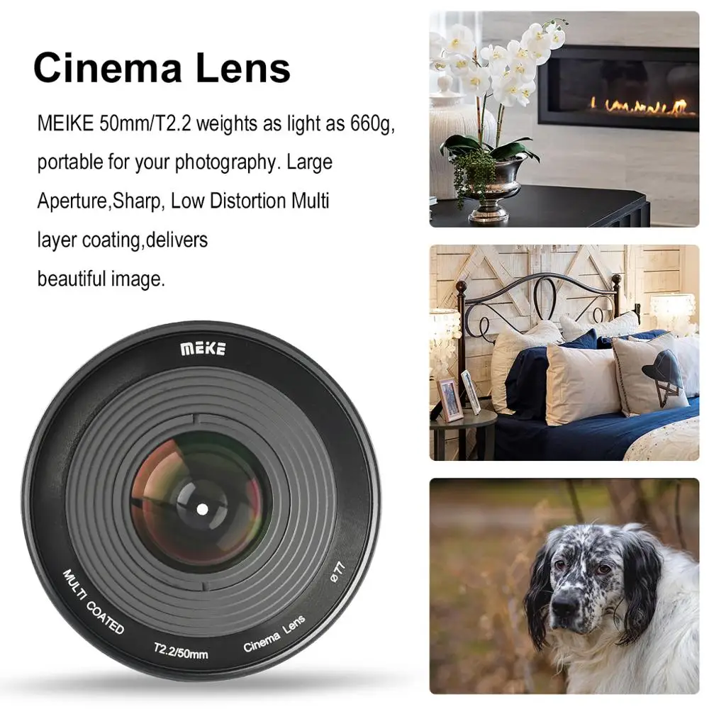 Meike 50 мм T2.2 ручная фокусировка объектива Cine с большой диафрагмой для Olympus Panasonic