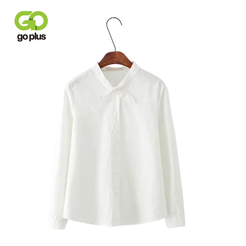 Женские топы и блузки GOPLUS с бантом на воротнике однобортные рубашки длинным