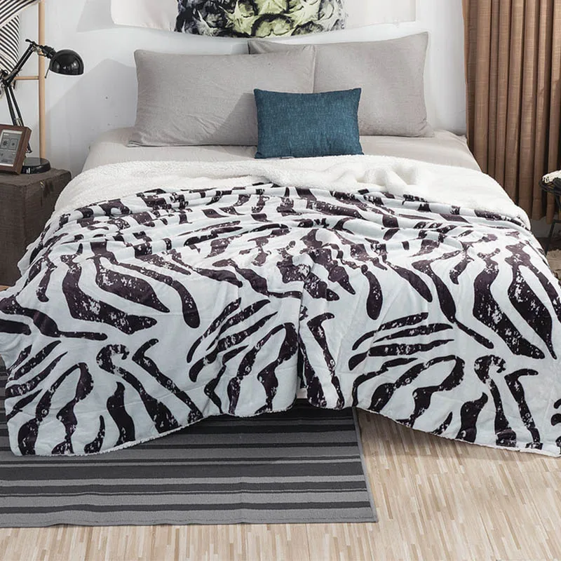 Супер мягкое зимнее теплое шерпа одеяло s животное Зебра Леопард Полосатый