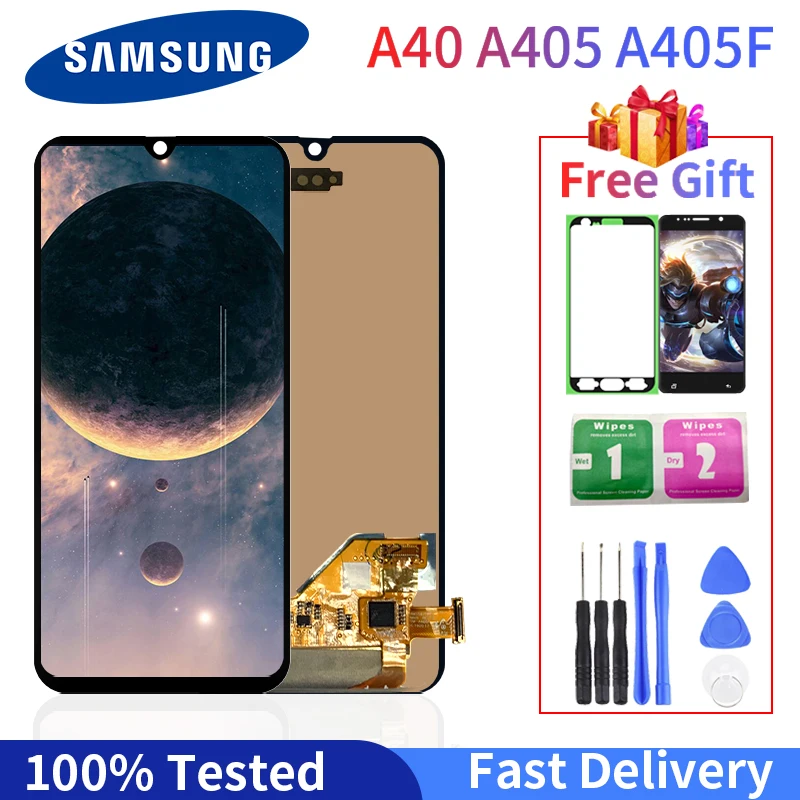 

100% Original AMOLED A405 LCD With Frame For SAMSUNG Galaxy A40 SM-A405FN/DS A405F/DS Display Touch Screen Digitizer Assembly