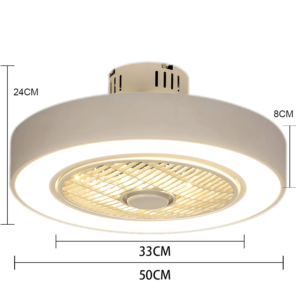 

Macaron Ceiling fan with light 220V remote control dimming 50cm modern support phone APP lamp for restaurant bedroom decora