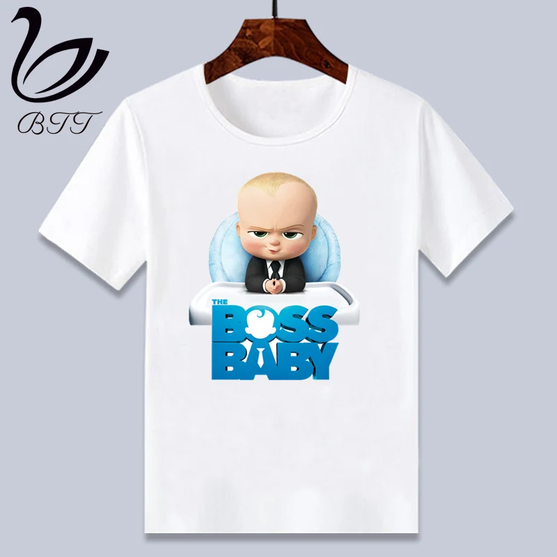 A Забавная футболка для мальчиков с героями мультфильма «Boss Baby»; Футболка с принтом; дизайнерские Детские футболки; детская одежда с короткими рукавами - Цвет: A