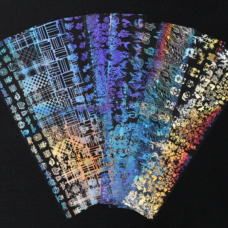 Переводные наклейки из фольги для дизайна ногтей голографические на ногти 4*20 см