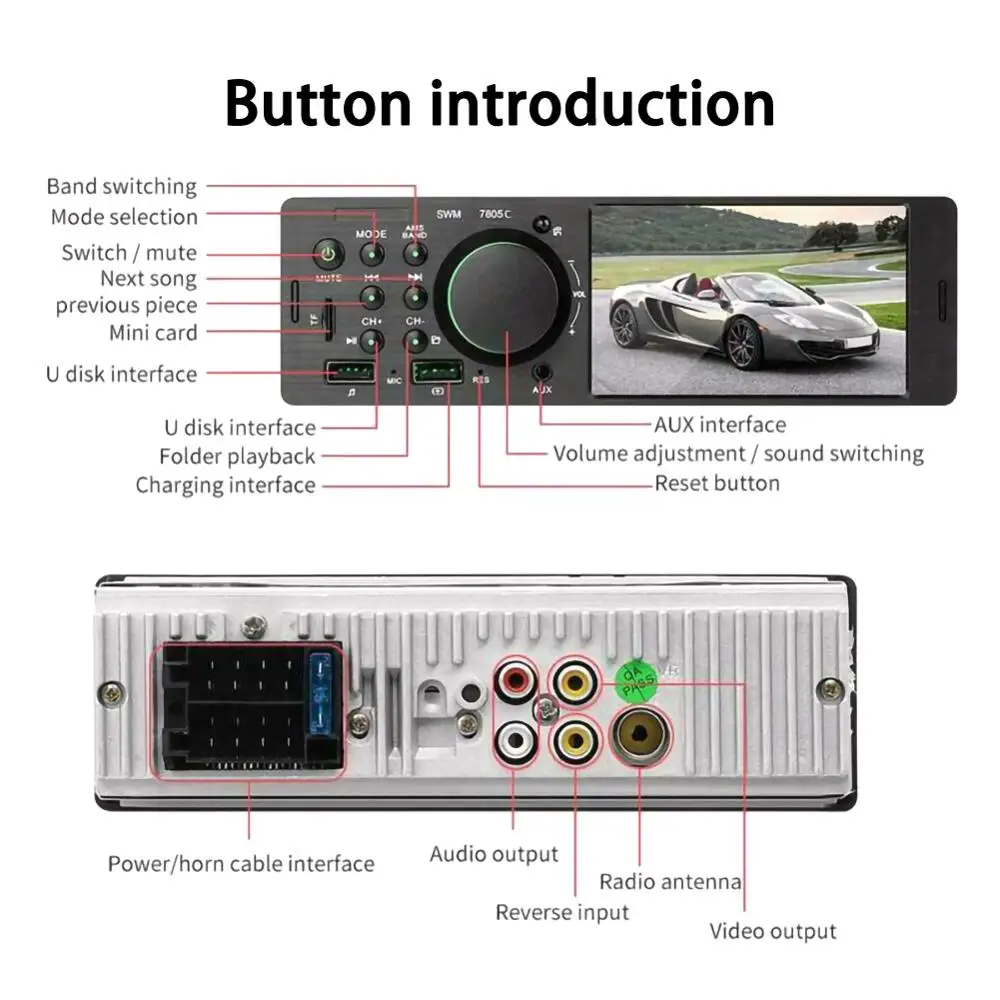 Автомагнитола с сенсорным экраном 4 1 дюйма HD Din замена Авторадио WMA Bluetooth AUX. In-Dash MP5