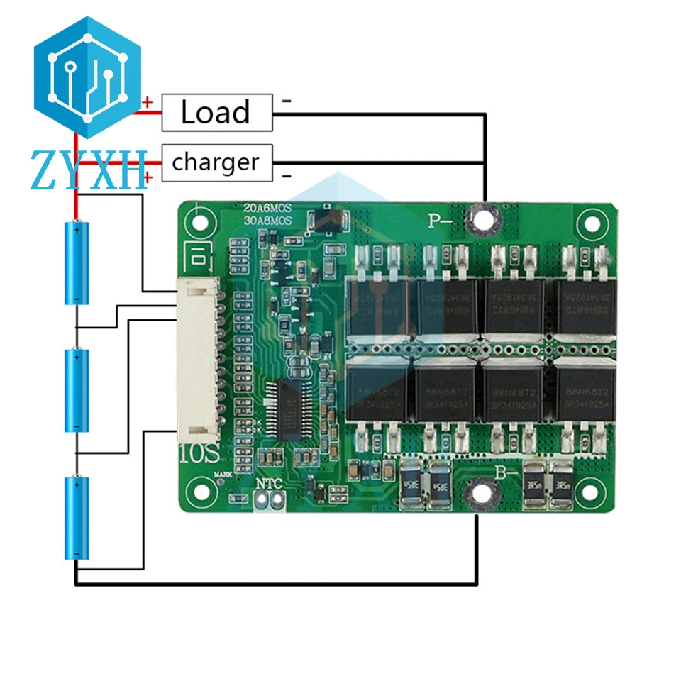 Плата для зарядки литий-ионных аккумуляторов 3 6 В 7 в 10S BMS 20A 30A 36 18650 балансировка