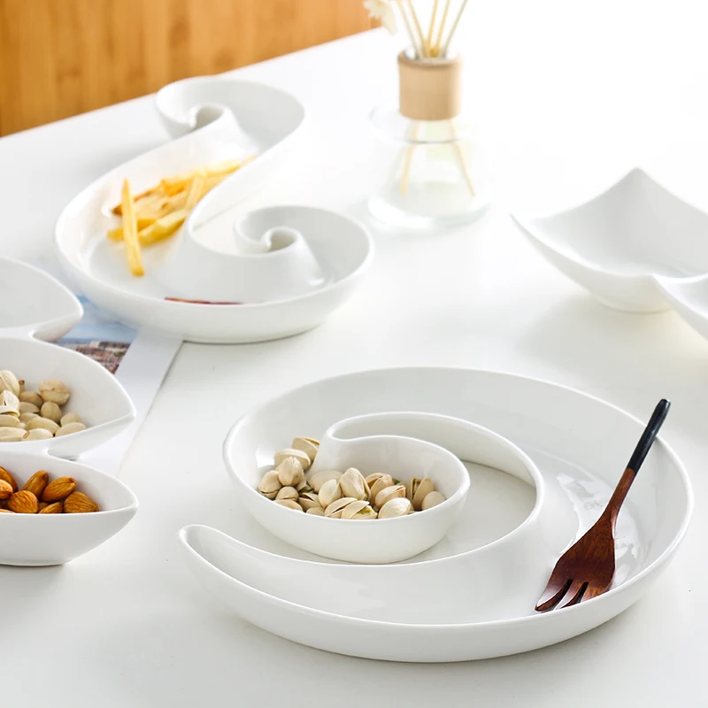 Bone China Тарелка Белая Керамическая С Dim Sum тарелка домашняя Deocr рождественские тарелки тарелка для фруктов десертный поднос посуда