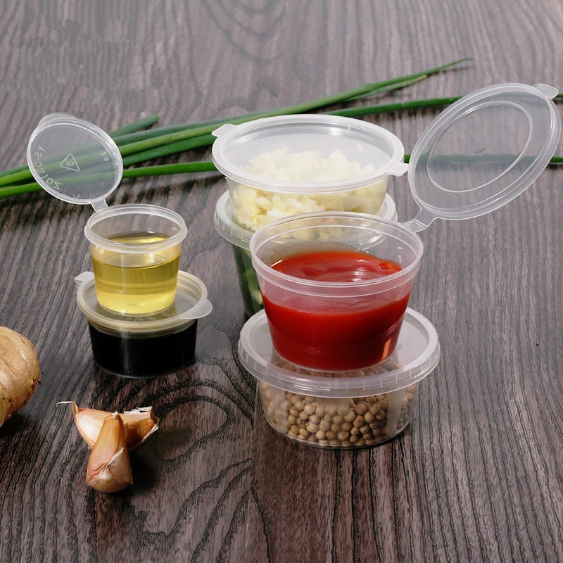 Одноразовые пластиковые контейнеры для соуса на вынос многоразовые с откидной