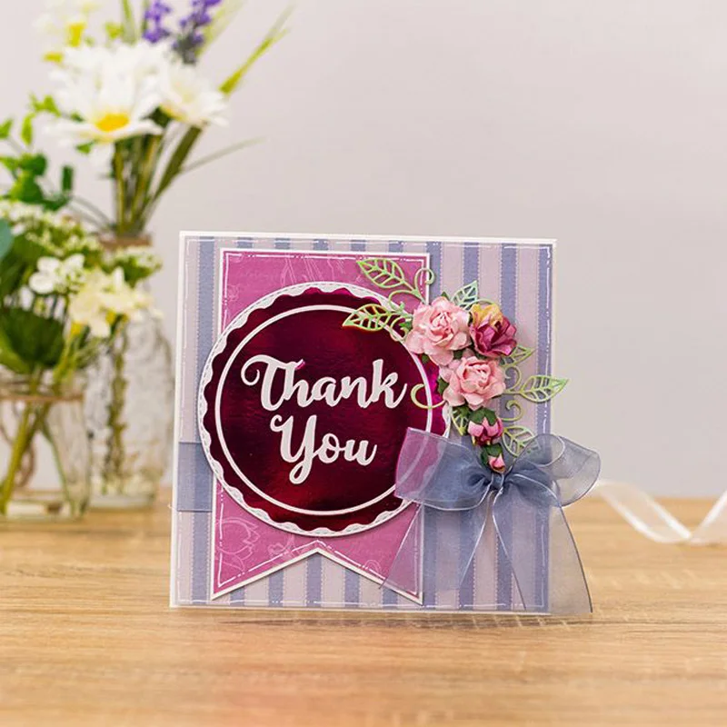 

Thank you Circle Hot Foil Plate for DIY Scrapbooking Embossing Paper Cards Making Crafts Supplies 2020 New Arrival