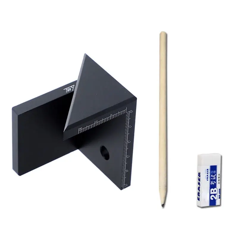 

45 Degree Angle Center Scribe Round Center Line Drawing Ruler with Eraser Pen D0AC