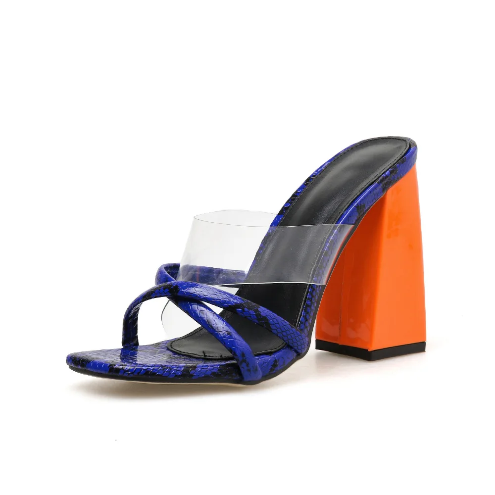 

Sandals women's foot open toe color matching thick heel super high heel sandal large 40