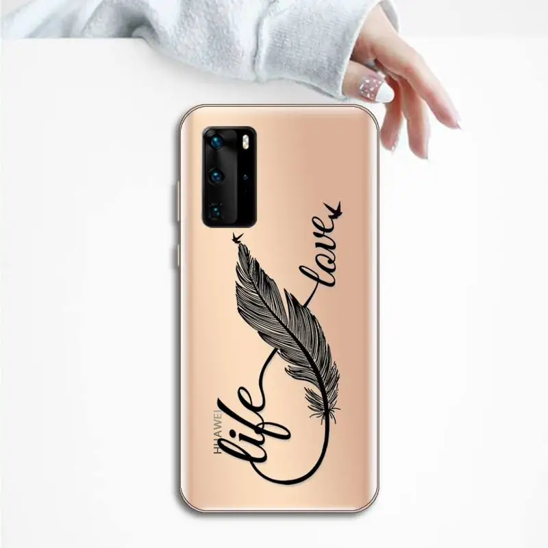 

Dandelion Feather Text Phone Case Transparent for Huawei P honor 8 10i 20 30 40 smart 2019
