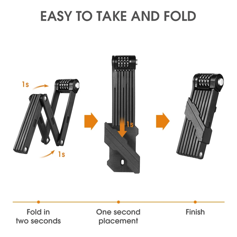 WEST BIKING Foldable Bike Lock MTB Road Bicycle Password Cycling High Security Anti-Theft Chain for Scooter Motorcycle | Спорт и