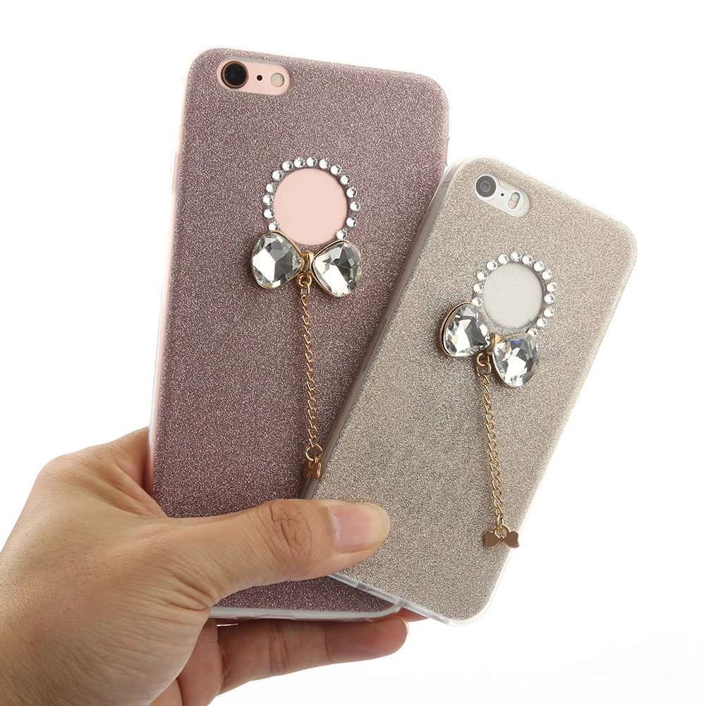 Роскошный чехол для телефона модные стразы блестящий бант подвеска мягкая
