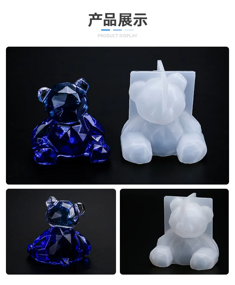 Эпоксидная трехмерная геометрическая форма медведя из кристаллов для
