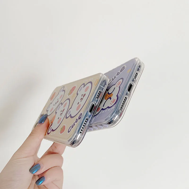 

New popular pink 3D love heart Cartoon bear phone case for iphone 12 mini 11 pro max SE20 7 8 plus X XR XS MAX X cute cover