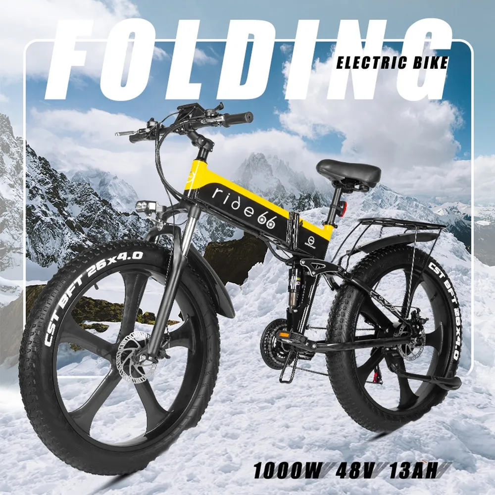 Verkaufen Elektrische Bike 1000W 2021 Neue Elektro Bicyc Schnee Bike Elektro Fahrrad Klapp Ebike 48V 12,8 Ah Elektrische Fahrrad 4,0 Fett Reifen E Bike