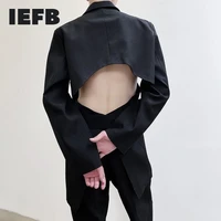iefb mens wear niche design backless fashionable black suit for male 2021 autumn new high street suit oversize coat 9y35750