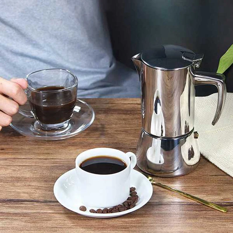 

300Ml Stainless Steel Espresso Maker,Classic Italian Style Espresso Cup Moka Pot,Easy to Operate,Makes Delicious Coffee