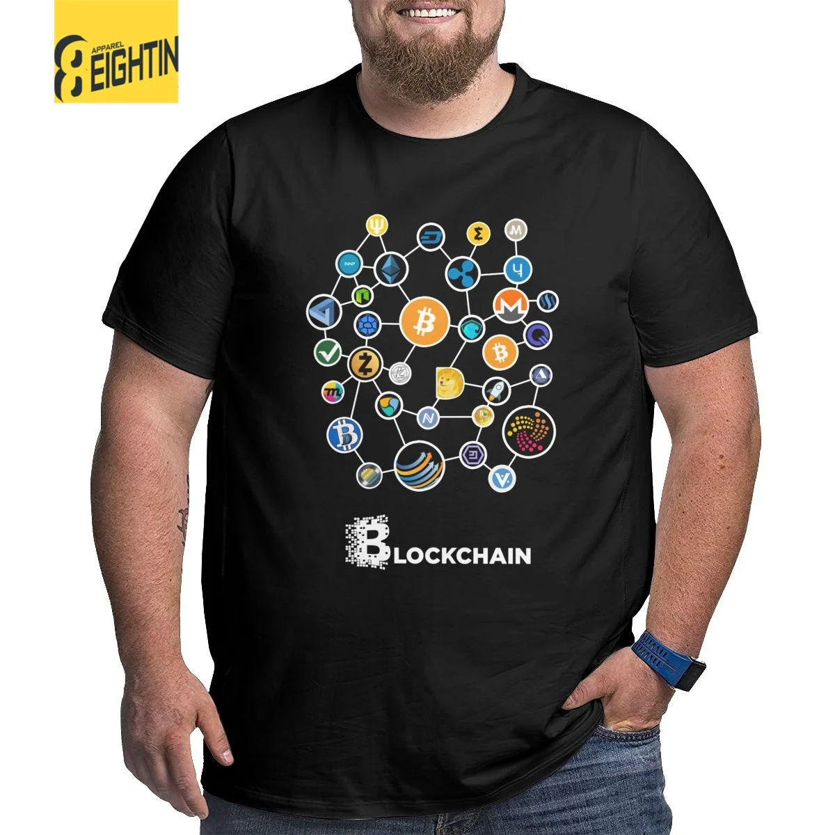 

Blockchain BitCoin Litecoin Ripple Ethereum Cryptocurrency T Shirt For Men Popular Tee Christmas Gift Tshirt Cotton Fabric