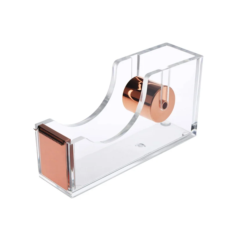 

Deluxe Acrylic Design Office Desktop Tape Dispenser Clear Rose Gold