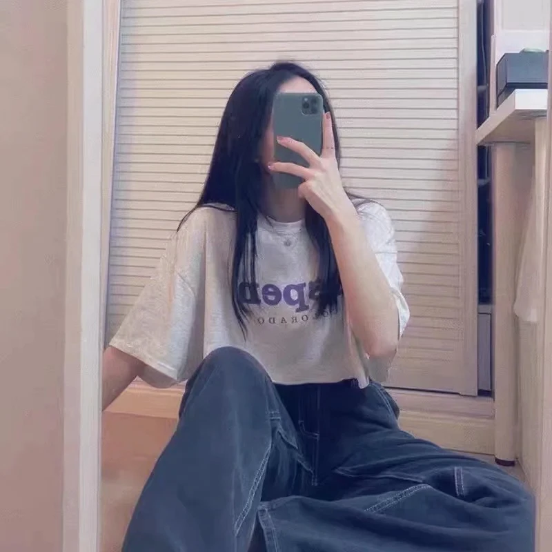 Женская модная свободная футболка с короткими рукавами летнее хлопковое платье